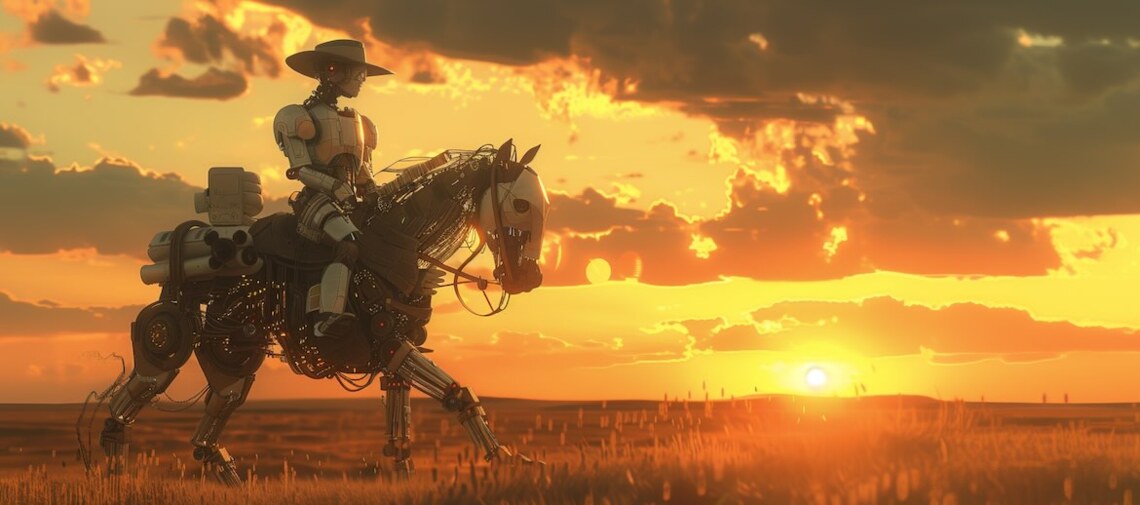 Android cowboy and horse riding into the sunset of web accessibility