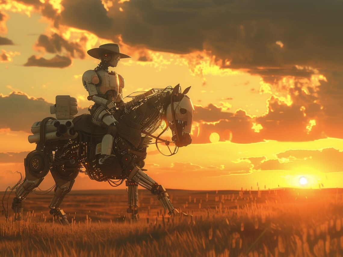 Android cowboy and horse riding into the sunset of web accessibility